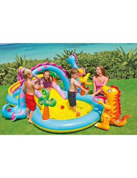 PISCINA INTEX GONFIABILE DINOSAURI CON GIOCO CASCATA CANESTRO SCIVOLO