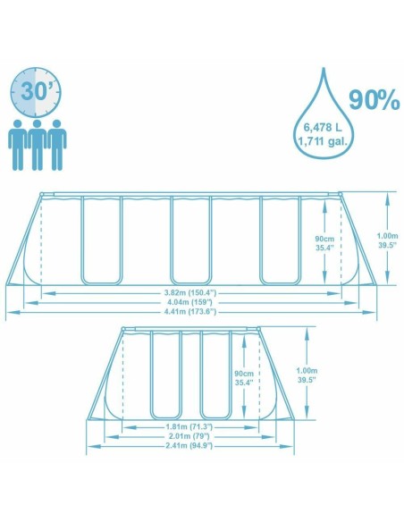 Bestway 56441 piscina fuori terra rettangolare 404x201x100 cm