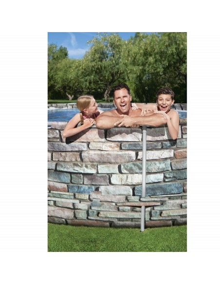 BESTWAY 56719 Piscina 610x366xH122 cm struttura acciaio ovale effetto pietra