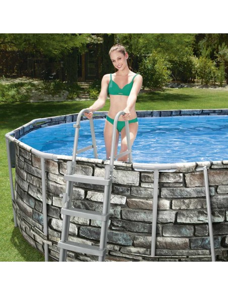 BESTWAY 56719 Piscina 610x366xH122 cm struttura acciaio ovale effetto pietra