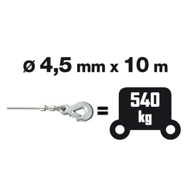 Argano paranco manuale portata 540 kg cavo acciaio Verricello a cricchetto