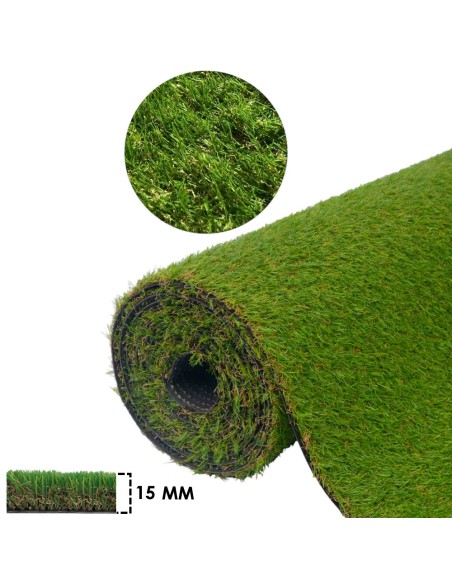 Prato sintetico 15 mm erba finta artificiale calpestabile tappeto verde da 2 M