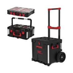 Milwaukee PACKOUT Set 3 Pezzi Cassettiera Ruote 9" Capacità 113kg Modulare