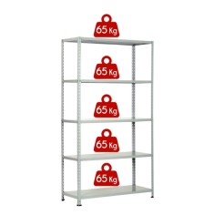 KIT SCAFFALE SCAFFALATURA METALLO 5 RIPIANI CON RINFORZO 100x40x200 GRIGIO 325Kg