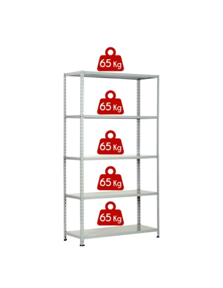 KIT SCAFFALE SCAFFALATURA METALLO 5 RIPIANI CON RINFORZO 100x40x200 GRIGIO 325Kg