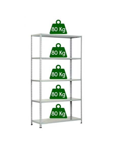 KIT SCAFFALE SCAFFALATURA METALLO 5 RIPIANI CON RINFORZO 100x40x200 GRIGIO 400 Kg