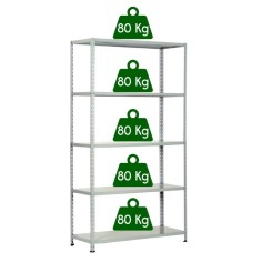 KIT SCAFFALE SCAFFALATURA METALLO 5 RIPIANI CON RINFORZO 90x40x200 GRIGIO 400 Kg