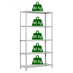 KIT SCAFFALE SCAFFALATURA METALLO 5 RIPIANI CON RINFORZO 80x40x200 GRIGIO 400 Kg
