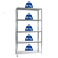 KIT SCAFFALE SCAFFALATURA METALLO ZINCATO 5 RIPIANI RINFORZO 100x40x200 400 Kg