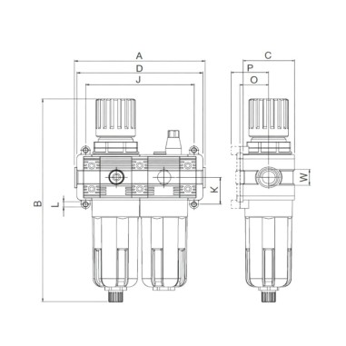 Gruppo FRL 1" Aria Riduttore Regolatore + Filtro + Lubrificatore