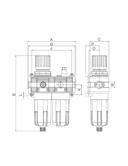 Gruppo FRL 1" Aria Riduttore Regolatore + Filtro + Lubrificatore