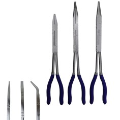 FERVI Set Kit 3 pinze a becchi dritto piatto curvo doppio snodo lunghe
