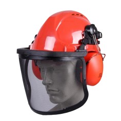 Casco elmetto forestale protettivo con visiera e cuffie