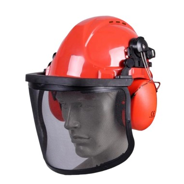 Casco elmetto forestale protettivo con visiera e cuffie