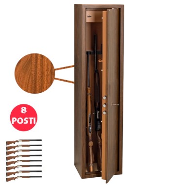 Armadio portafucili 8 POSTI UTILIA blindato effetto legno fuciliera + tesoretto