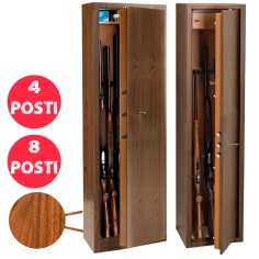 ARMADIO PORTAFUCILI ACCIAIO BLINDATO 4 8 POSTI FUCILIERA FINITURA EFFETTO LEGNO