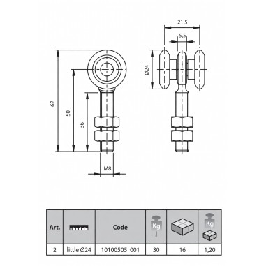 Carrello Comunello 2-P Cancello Scorrevole 2 Ruote Nylon Cuscinetto Piccolo Ø24