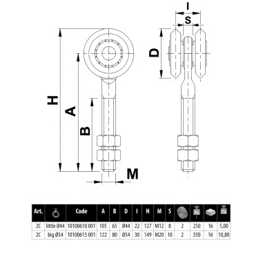 Carrello Comunello 2C-G Portone Scorrevole 2 Ruote Cuscinetto Grande Ø54