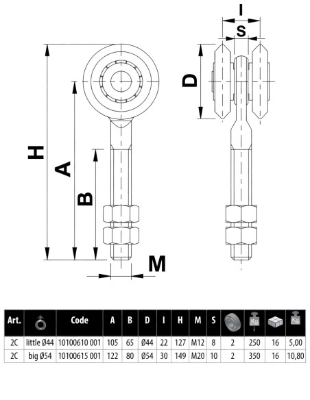 Carrello Comunello 2C-G Portone Scorrevole 2 Ruote Cuscinetto Grande Ø54