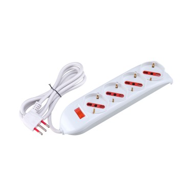 Rosi Emilia RS94060T Multipresa Bipasso/Schuko 10A Spina 90° Cavo 1,5m Bianca
