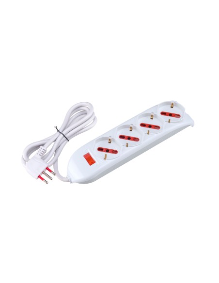 Rosi Emilia RS94060T Multipresa Bipasso/Schuko 10A Spina 90° Cavo 1,5m Bianca