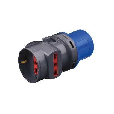 Rosi 1878 Adattatore Spina Industriale CEE 2P+T 16A 230V  1 Schuko + 2 Bivalenti