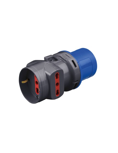 Rosi 1878 Adattatore Spina Industriale CEE 2P+T 16A 230V  1 Schuko + 2 Bivalenti