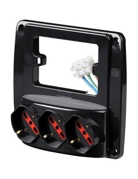 Multipresa da Parete Rosi Emilia Smart 3 Posti Schuko Nero RS94133