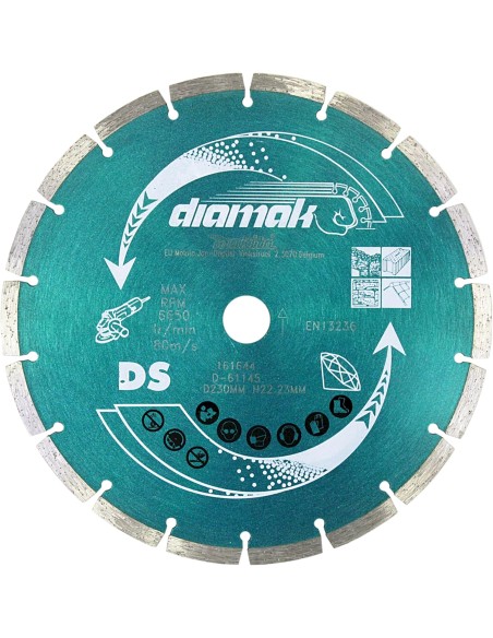 Makita D-61145 Disco Diamantato Segmentato Diamak 230mm Dry Wet Multi-materiale