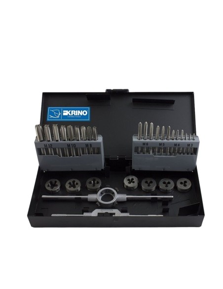 Set 30 Pezzi Maschi  giramaschi e filiere HSS M 3÷12, Acciaio krino