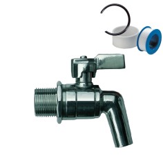 Rubinetto a sfera in acciaio inox maschio 1/2 contenitore fusto bidone olio vino