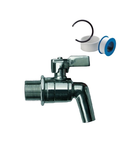 Rubinetto a sfera in acciaio inox maschio 1/2 contenitore fusto bidone olio vino