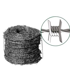 ROTOLO FILO SPINATO 2 FILI 4 PUNTE 1,8 mm RECINTO ANIMALI SELVATICI