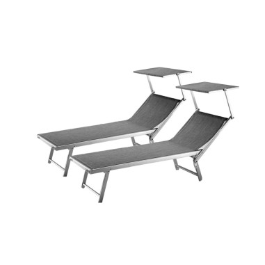 2 Lettini Prendisole Sdraio Alluminio Piscina Mare Spiaggia Giardino parasole
