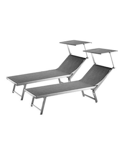 2 Lettini Prendisole Sdraio Alluminio Piscina Mare Spiaggia Giardino parasole