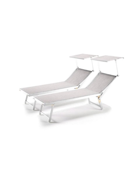 2 Lettini Prendisole Sdraio Alluminio Piscina Mare Spiaggia Giardino parasole