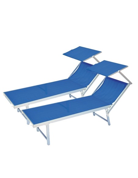 2 Lettini Prendisole Sdraio Alluminio Piscina Mare Spiaggia Giardino parasole