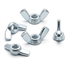 Dado ad Alette DIN 315 UNI 5448 Passo Grosso Classe 6/8 Zincato Bianco Acciaio