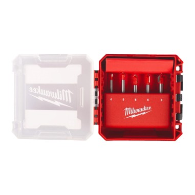 Milwaukee Set 5 Punte Vetro e Piastrelle ⌀4-⌀8 mm Carburo Codolo Multi-Flat