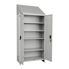 Armadio Tutto Piani 4 Ripiani 60x40x179 cm Metallo Grigio + Tetto Inclinato