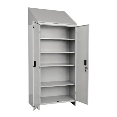 Armadio Tutto Piani 4 Ripiani 100x40x179 cm Metallo Grigio + Tetto Inclinato