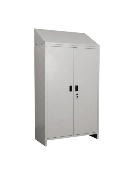 Armadio Tutto Piani 4 Ripiani 100x40x179 cm Metallo Grigio + Tetto Inclinato
