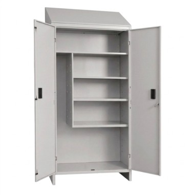 Armadio Portascope PRATIKO 80x40x179 cm Metallo Grigio 2 Ante + Tetto Inclinato