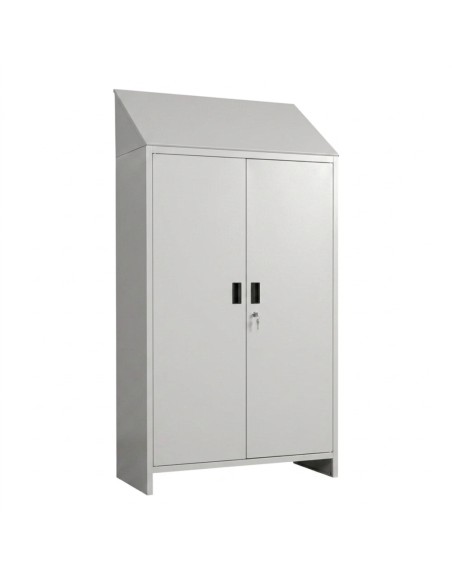 Armadio Portascope PRATIKO 80x40x179 cm Metallo Grigio 2 Ante + Tetto Inclinato