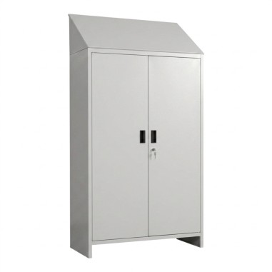 Armadio Portascope PRATIKO 100x40x179 cm Metallo Grigio 2 Ante + Tetto Inclinato