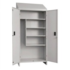 Armadio Portascope PRATIKO 100x40x179 cm Metallo Grigio 2 Ante + Tetto Inclinato