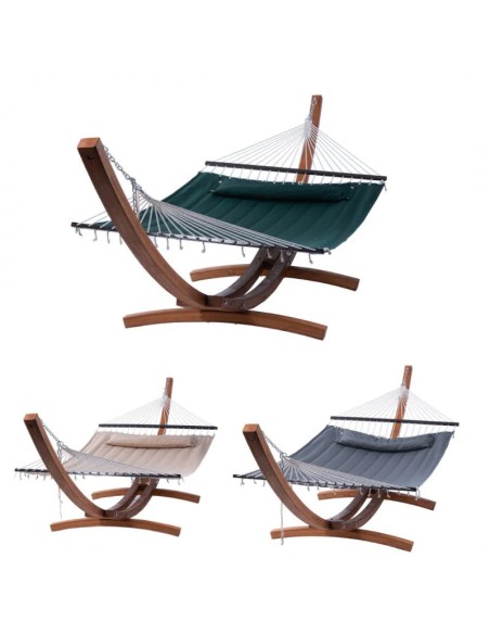 Xone Soledad Amaca da Giardino Legno di Larice 420x120x130 cm con Cuscino Imbottito