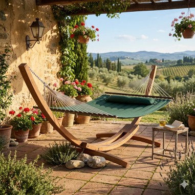 Xone Soledad Amaca da Giardino Legno di Larice 420x120x130 cm con Cuscino Imbottito