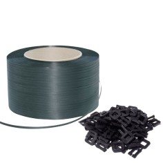 KIT REGGIATURA MANUALE ROTOLO REGGETTA 12 mm 900 m  + SIGILLI FIBBIA