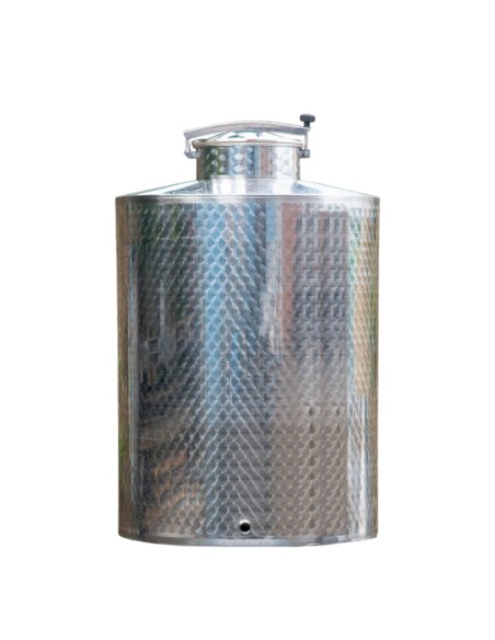 Serbatoio botte acciaio INOX fondo piano ermetico 500 lt con rubinetto